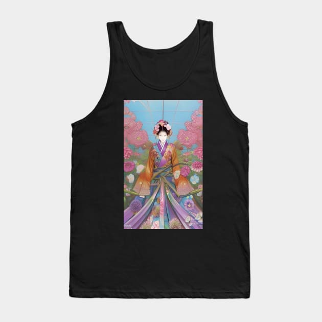 Cool Japanese Geisha - JG0102 - Anime Kimono Tank Top by ZiolaRosa